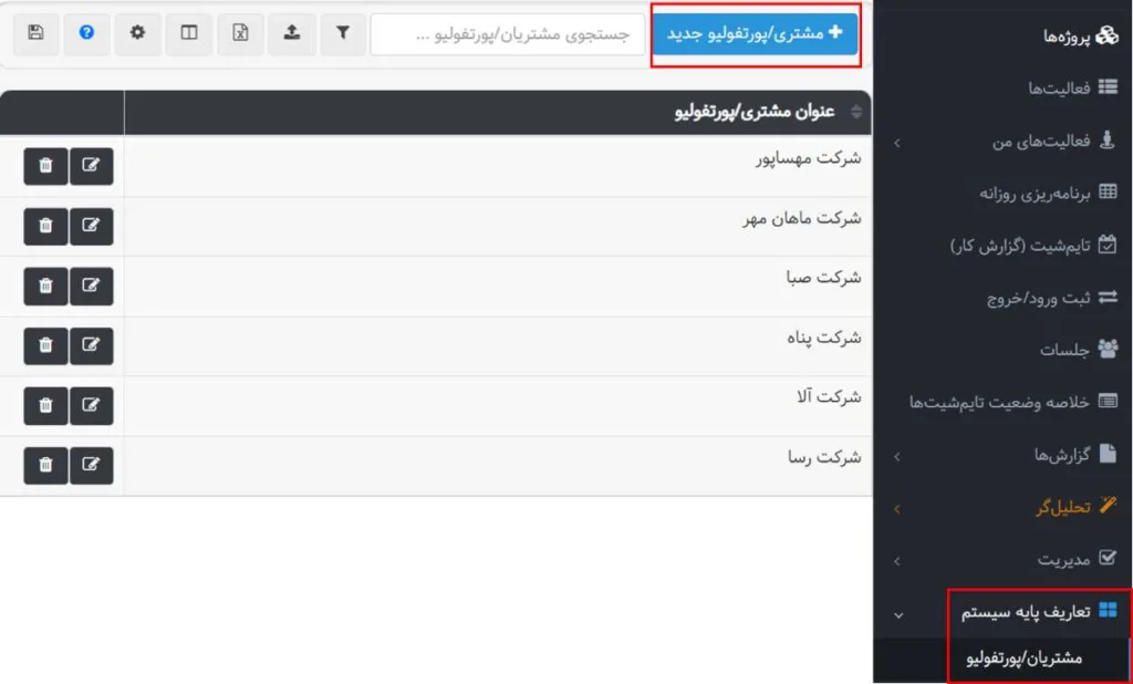 دسترسی کاربران - مشتریان