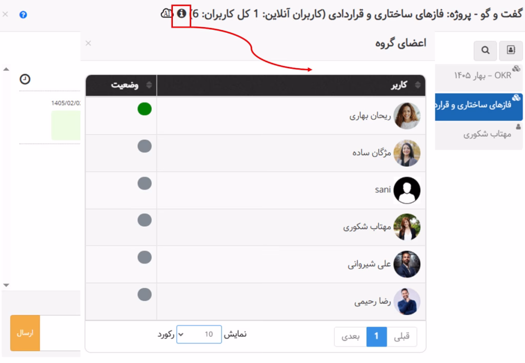 نمایش وضعیت آنلاین بودن افراد