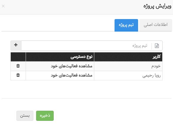 تعیین نقش در تیم پروژه