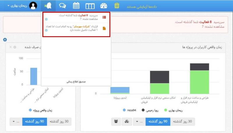دریافت هشدار برای قراردادها / طرحها