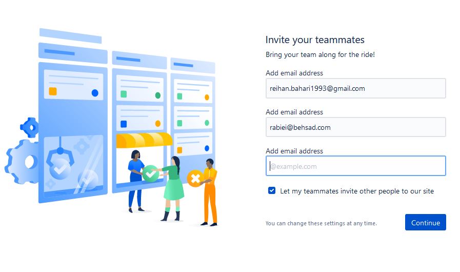 دعوت اعضای تیم به جیرا Jira
