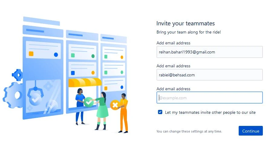 دعوت اعضای تیم به جیرا Jira