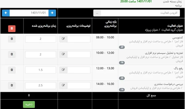 برنامه ریزی در نرم افزار مدیریت زمان Behtime