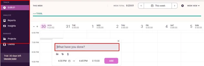ثبت زمان کاری در نرم افزار مدیریت زمان Toggl