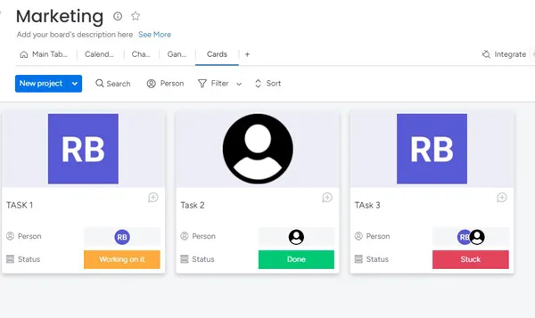 کارتها در Monday