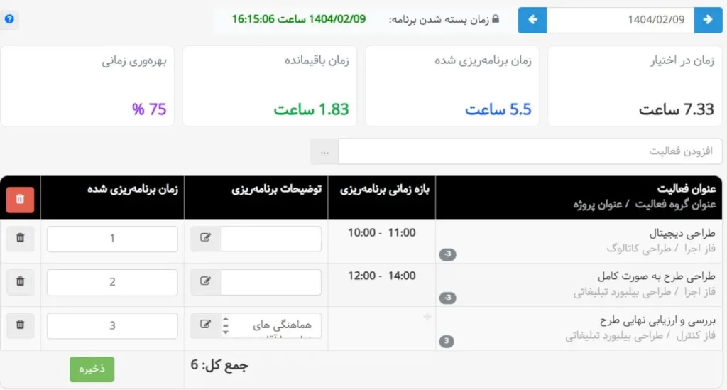 بهتایم برای مدیریت وظیفه