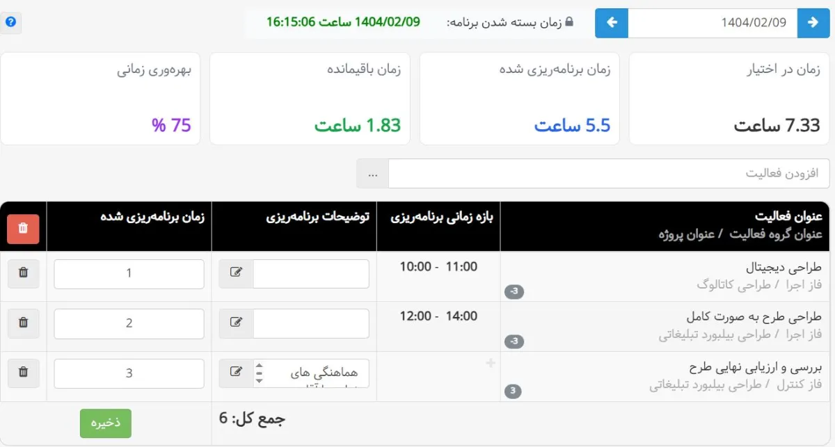 برنامه ریزی بهتایم