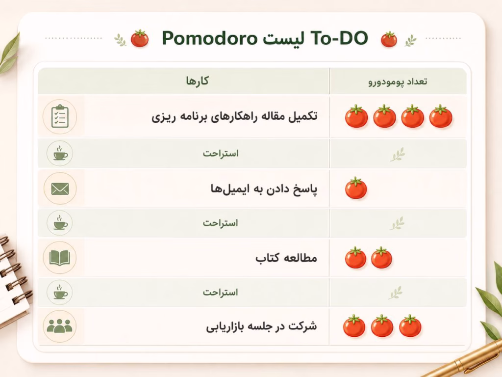 برنامه ریزی روزانه با تکنیک پومودورو